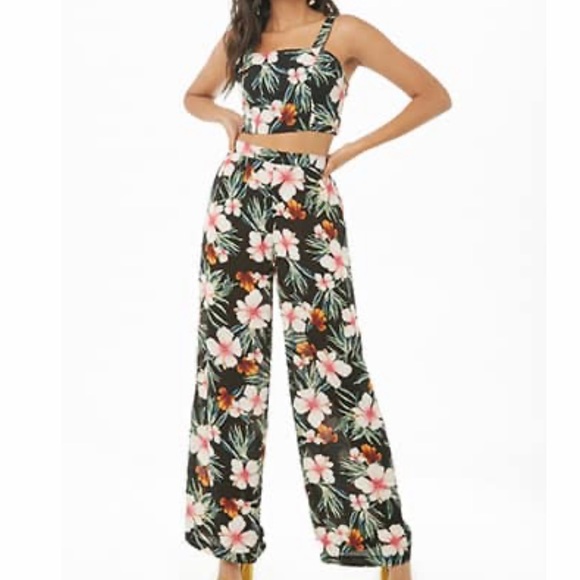 floral two piece jumpsuit